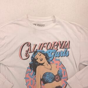 Kayt Perry Band Long Sleeve Crew Neck Graphic T Shirt Mens Size Medium M White